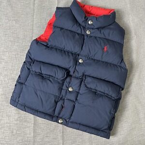 Polo Ralph Lauren Reversible Puffer Vest Boys 4/4T Navy Red Down Winter Jacket